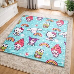 Sanrio Hello Kitty and Friends Themed Plush Sherpa Throw Blanket 50x38